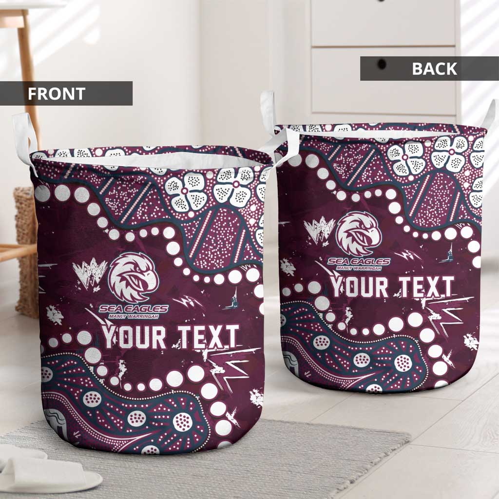 Personalized Manly Warringah Sea Eagles Laundry Basket Aboriginal Pattern with Graffiti Style Design