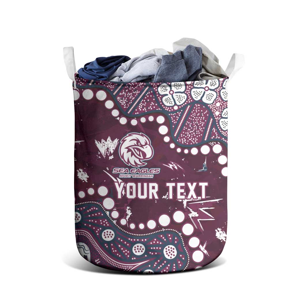 Personalized Manly Warringah Sea Eagles Laundry Basket Aboriginal Pattern with Graffiti Style Design