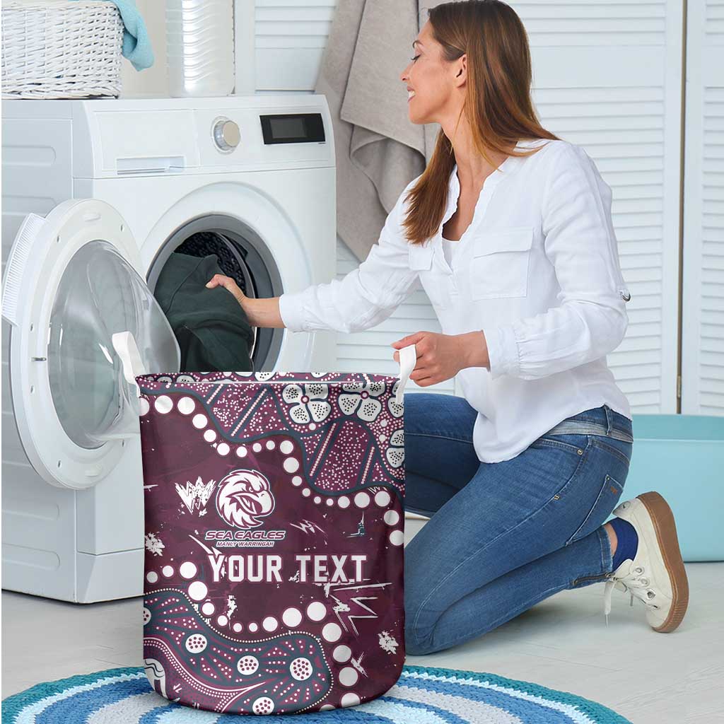 Personalized Manly Warringah Sea Eagles Laundry Basket Aboriginal Pattern with Graffiti Style Design