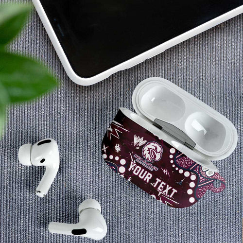 Personalized Manly Warringah Sea Eagles AirPods Case Aboriginal Pattern with Graffiti Style Design