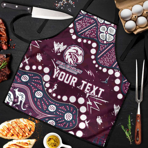 Personalized Manly Warringah Sea Eagles Apron Aboriginal Pattern with Graffiti Style Design