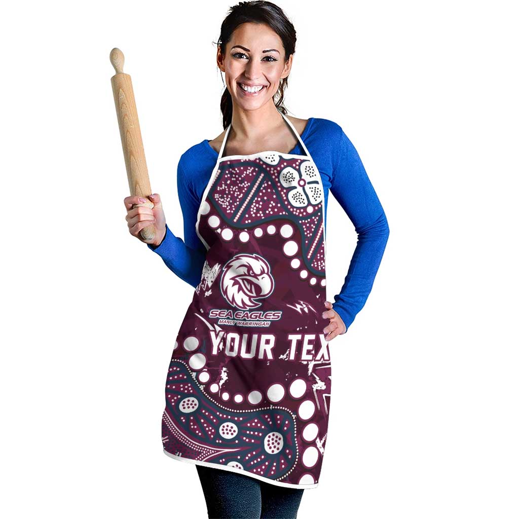 Personalized Manly Warringah Sea Eagles Apron Aboriginal Pattern with Graffiti Style Design