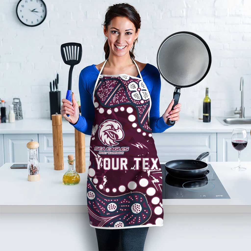Personalized Manly Warringah Sea Eagles Apron Aboriginal Pattern with Graffiti Style Design