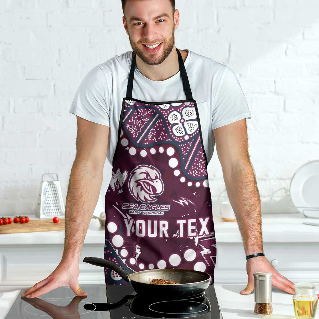 Personalized Manly Warringah Sea Eagles Apron Aboriginal Pattern with Graffiti Style Design