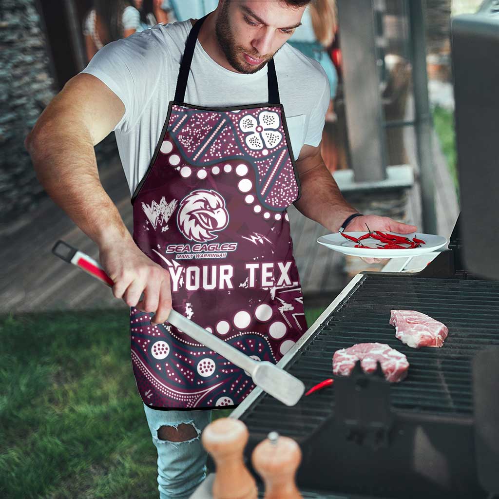 Personalized Manly Warringah Sea Eagles Apron Aboriginal Pattern with Graffiti Style Design