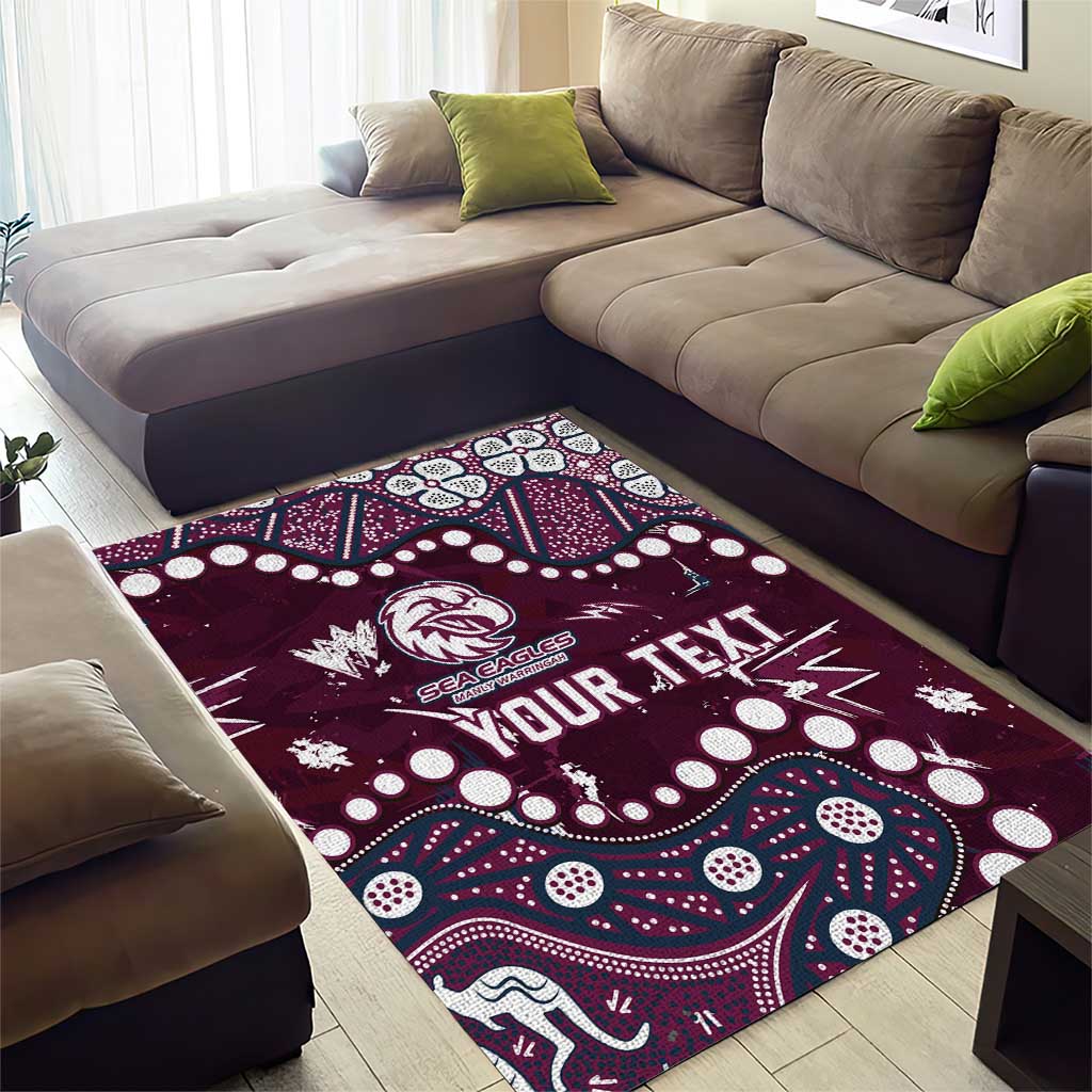 Personalized Manly Warringah Sea Eagles Area Rug Aboriginal Pattern with Graffiti Style Design