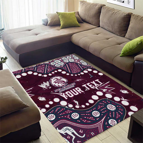 Personalized Manly Warringah Sea Eagles Area Rug Aboriginal Pattern with Graffiti Style Design