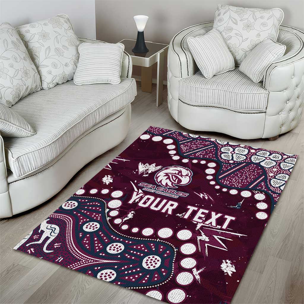 Personalized Manly Warringah Sea Eagles Area Rug Aboriginal Pattern with Graffiti Style Design