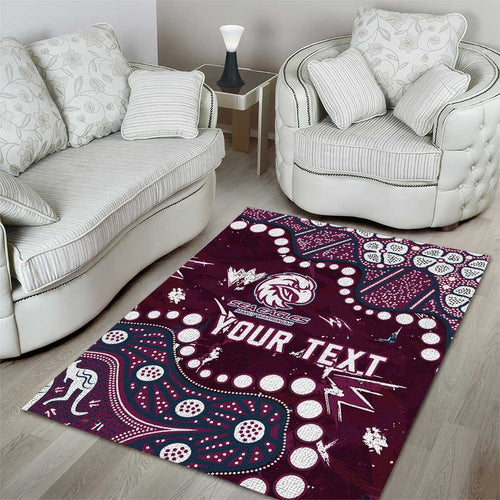 Personalized Manly Warringah Sea Eagles Area Rug Aboriginal Pattern with Graffiti Style Design