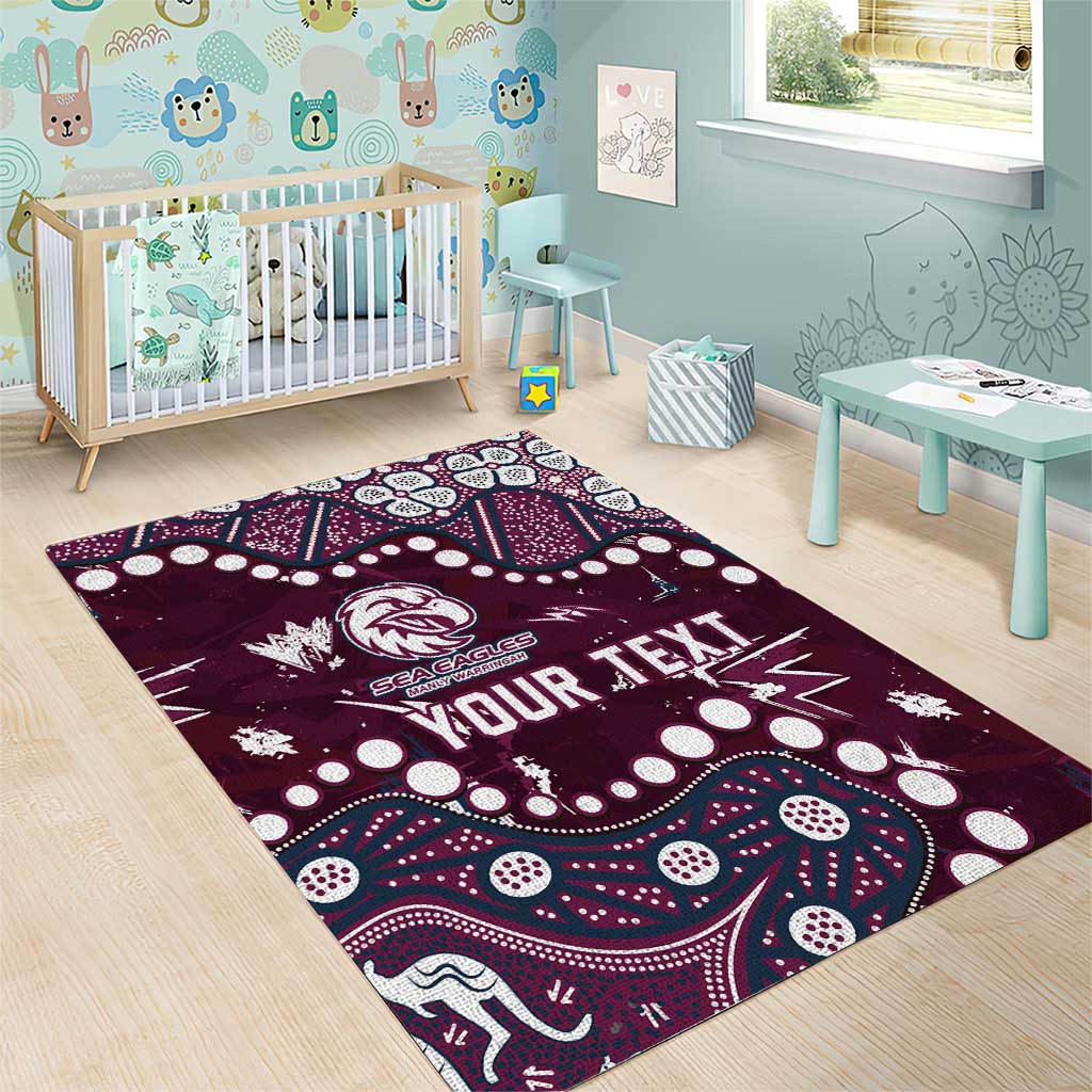 Personalized Manly Warringah Sea Eagles Area Rug Aboriginal Pattern with Graffiti Style Design