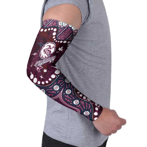 Personalized Manly Warringah Sea Eagles Arm Sleeves Aboriginal Pattern with Graffiti Style Design