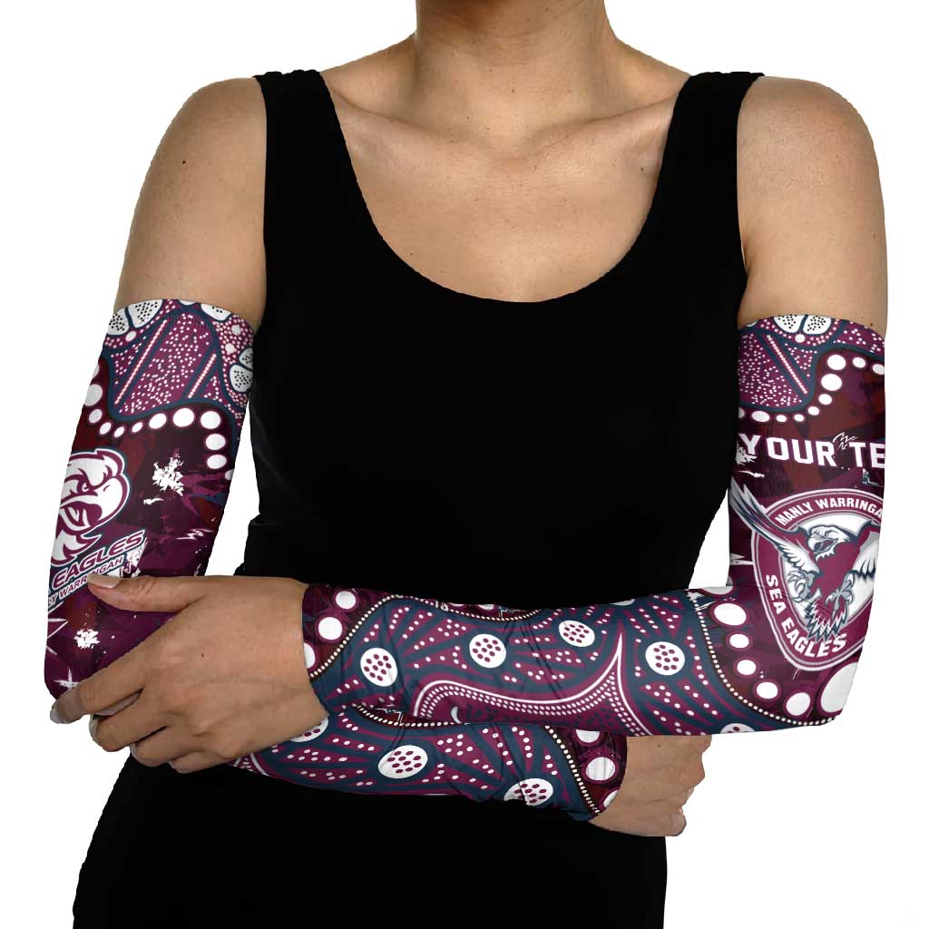 Personalized Manly Warringah Sea Eagles Arm Sleeves Aboriginal Pattern with Graffiti Style Design