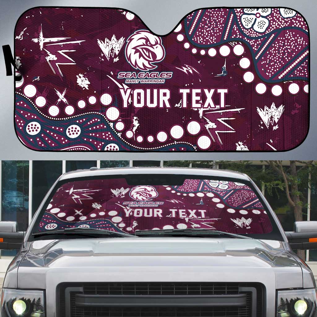Personalized Manly Warringah Sea Eagles Auto Sun Shade Aboriginal Pattern with Graffiti Style Design
