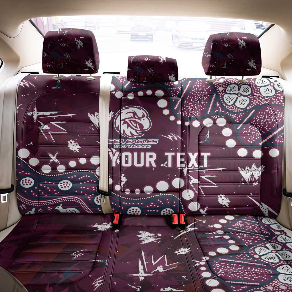 Personalized Manly Warringah Sea Eagles Back Car Seat Cover Aboriginal Pattern with Graffiti Style Design