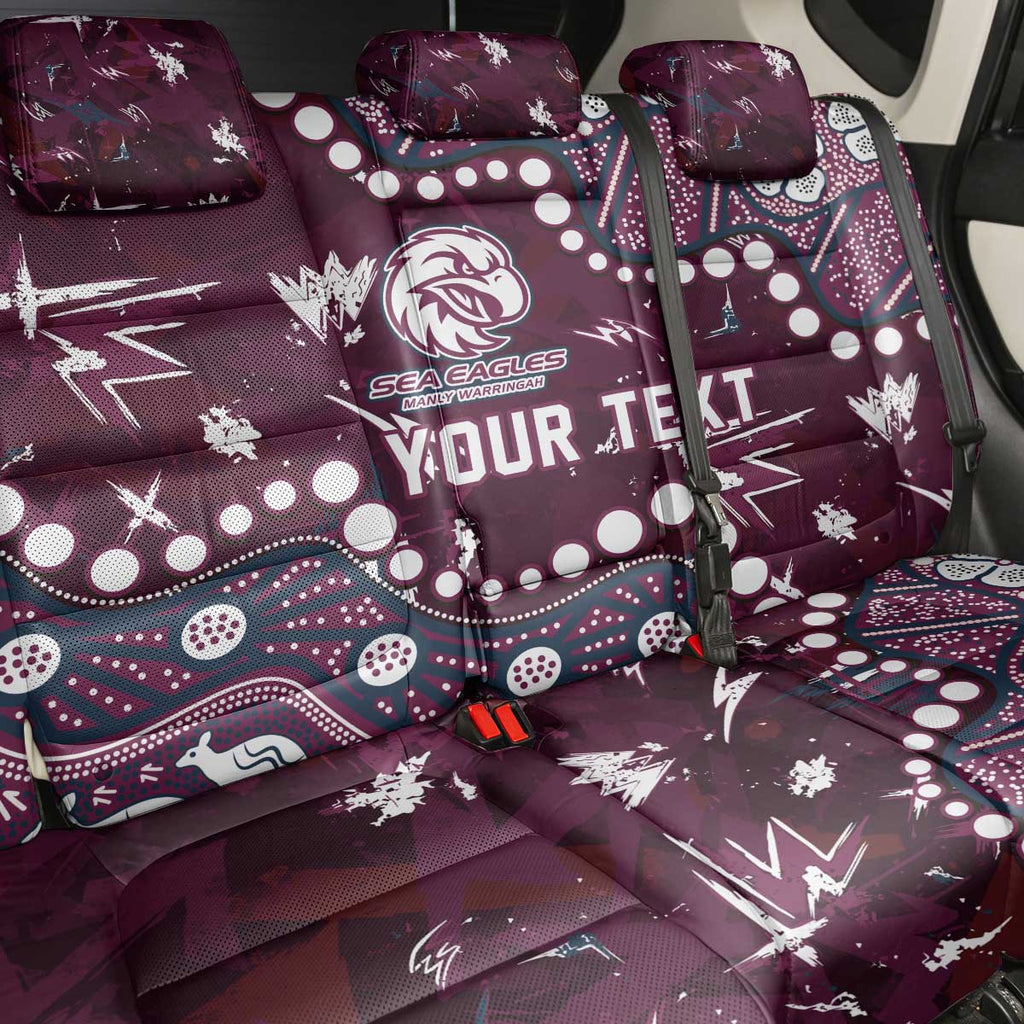 Personalized Manly Warringah Sea Eagles Back Car Seat Cover Aboriginal Pattern with Graffiti Style Design