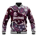 Personalized Manly Warringah Sea Eagles Baseball Jacket Aboriginal Pattern with Graffiti Style Design