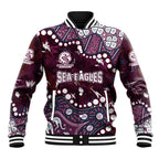 Personalized Manly Warringah Sea Eagles Baseball Jacket Aboriginal Pattern with Graffiti Style Design