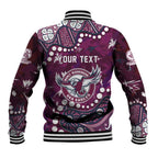 Personalized Manly Warringah Sea Eagles Baseball Jacket Aboriginal Pattern with Graffiti Style Design