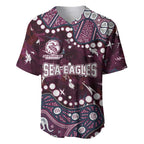 Personalized Manly Warringah Sea Eagles Baseball Jersey Aboriginal Pattern with Graffiti Style Design