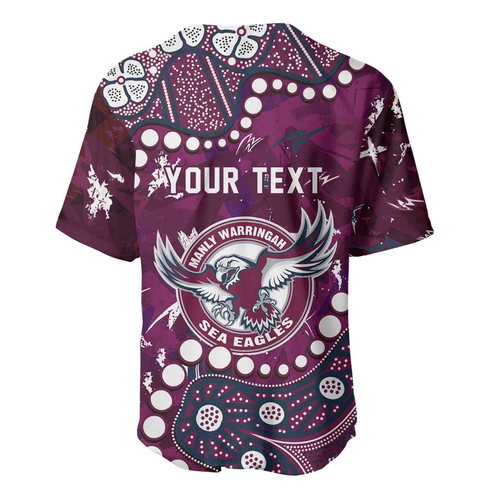 Personalized Manly Warringah Sea Eagles Baseball Jersey Aboriginal Pattern with Graffiti Style Design