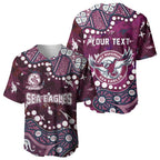 Personalized Manly Warringah Sea Eagles Baseball Jersey Aboriginal Pattern with Graffiti Style Design
