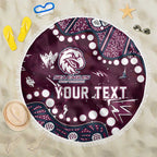 Personalized Manly Warringah Sea Eagles Beach Blanket Aboriginal Pattern with Graffiti Style Design