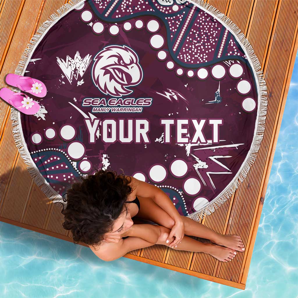 Personalized Manly Warringah Sea Eagles Beach Blanket Aboriginal Pattern with Graffiti Style Design