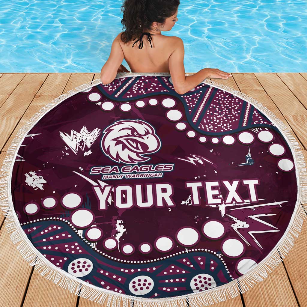 Personalized Manly Warringah Sea Eagles Beach Blanket Aboriginal Pattern with Graffiti Style Design