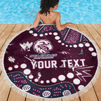Personalized Manly Warringah Sea Eagles Beach Blanket Aboriginal Pattern with Graffiti Style Design