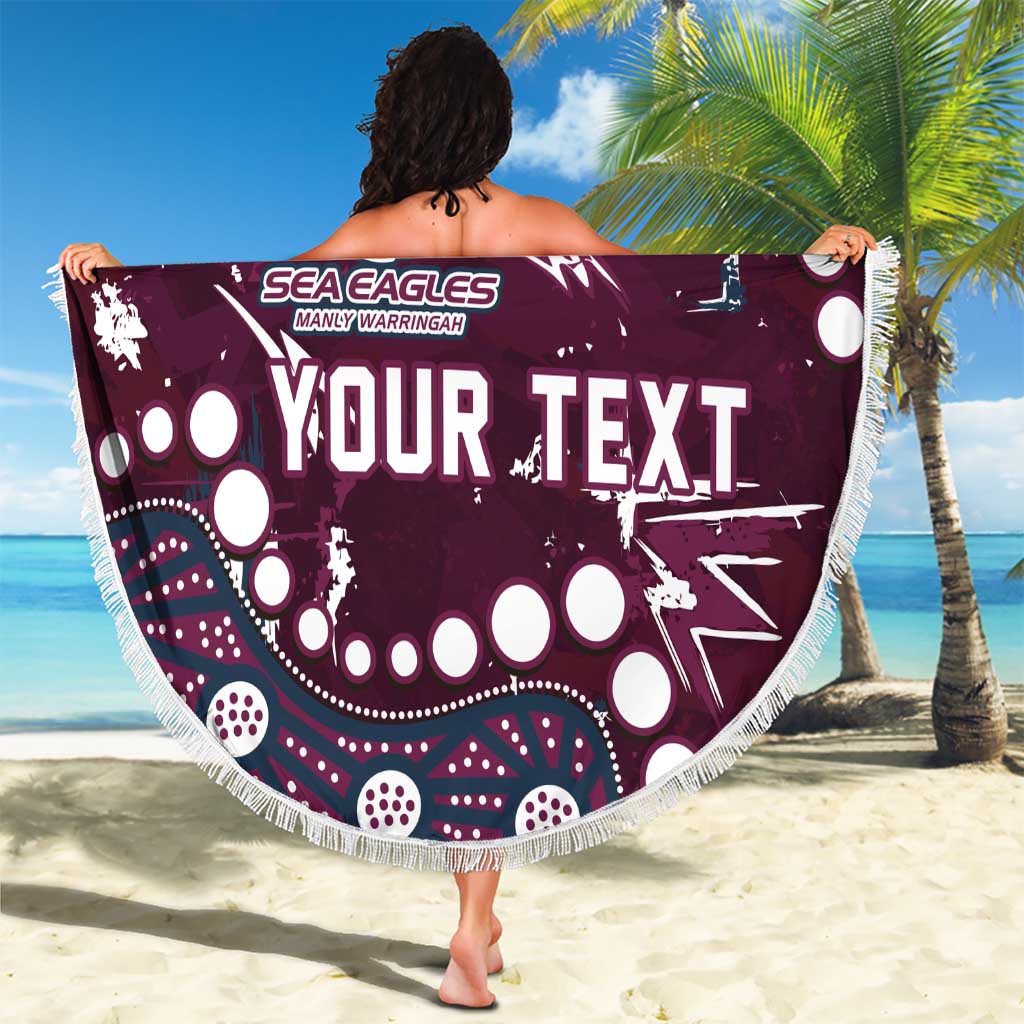 Personalized Manly Warringah Sea Eagles Beach Blanket Aboriginal Pattern with Graffiti Style Design