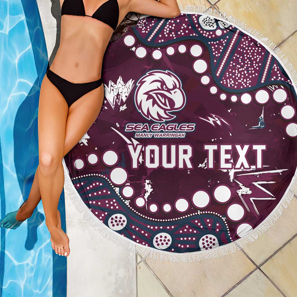 Personalized Manly Warringah Sea Eagles Beach Blanket Aboriginal Pattern with Graffiti Style Design