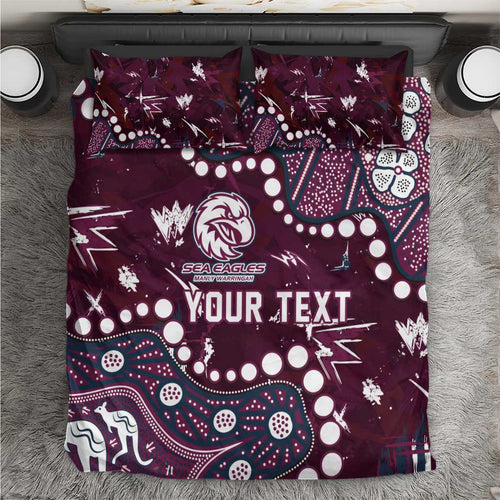 Personalized Manly Warringah Sea Eagles Bedding Set Aboriginal Pattern with Graffiti Style Design