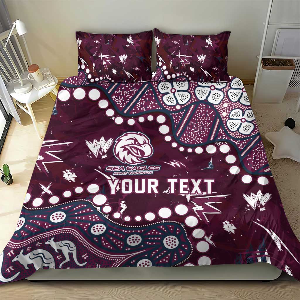 Personalized Manly Warringah Sea Eagles Bedding Set Aboriginal Pattern with Graffiti Style Design