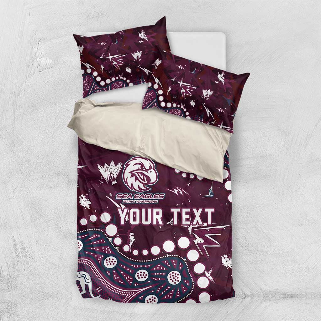Personalized Manly Warringah Sea Eagles Bedding Set Aboriginal Pattern with Graffiti Style Design
