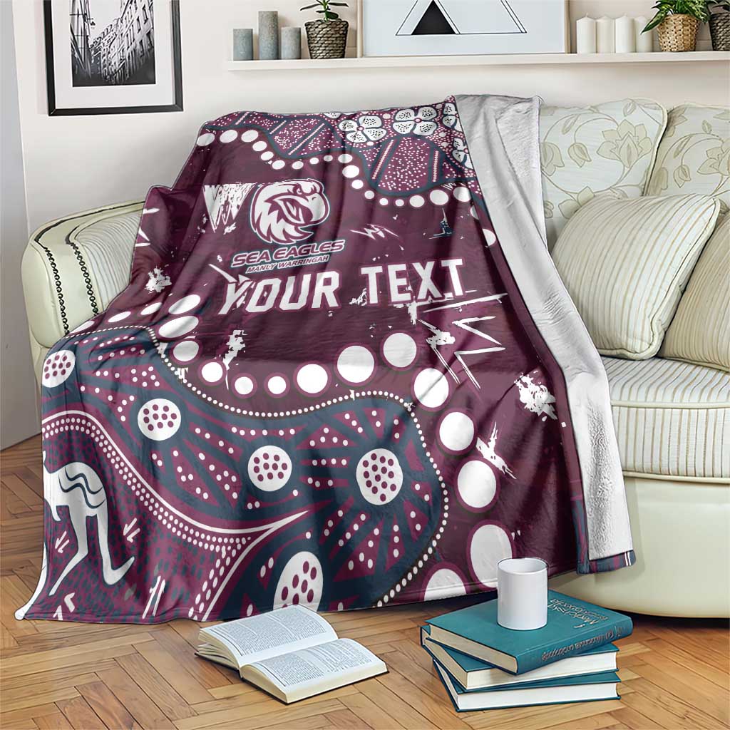 Personalized Manly Warringah Sea Eagles Blanket Aboriginal Pattern with Graffiti Style Design