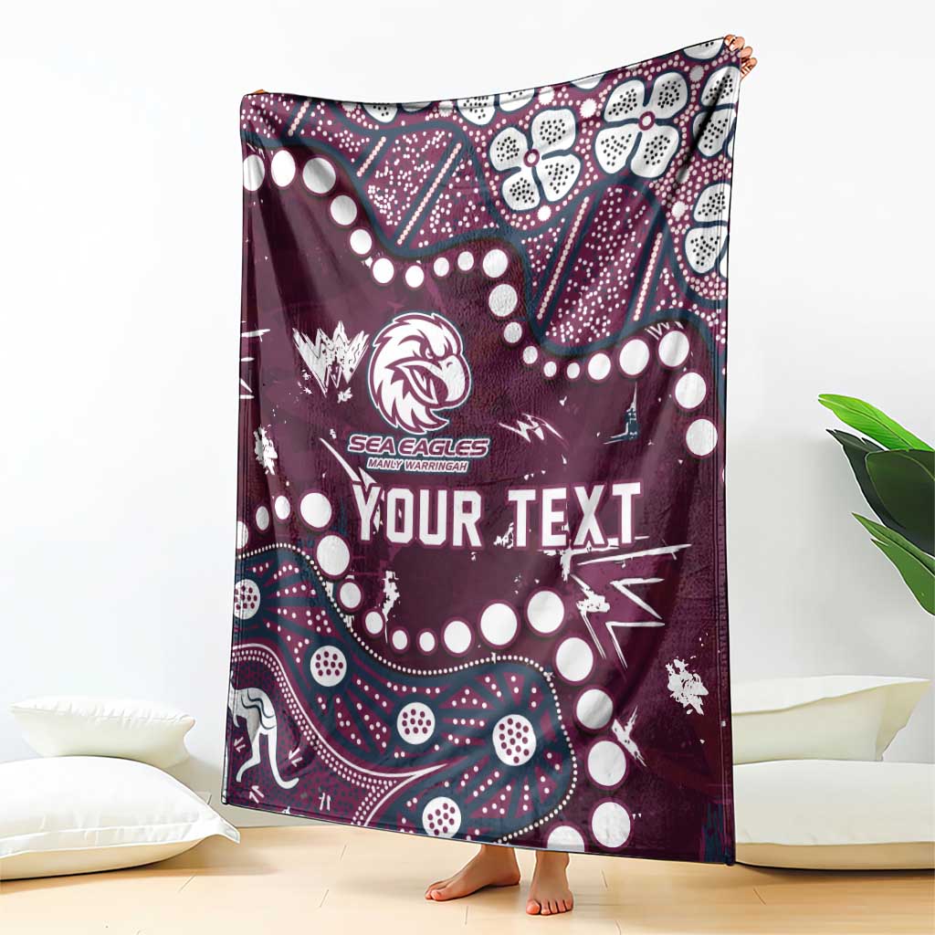 Personalized Manly Warringah Sea Eagles Blanket Aboriginal Pattern with Graffiti Style Design