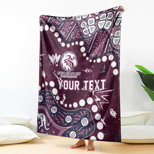 Personalized Manly Warringah Sea Eagles Blanket Aboriginal Pattern with Graffiti Style Design