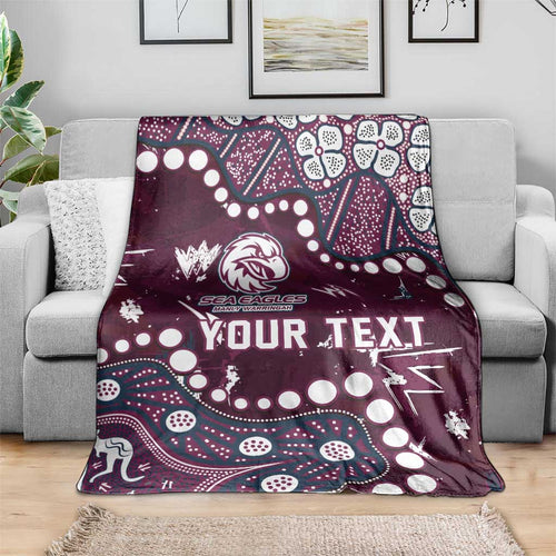 Personalized Manly Warringah Sea Eagles Blanket Aboriginal Pattern with Graffiti Style Design