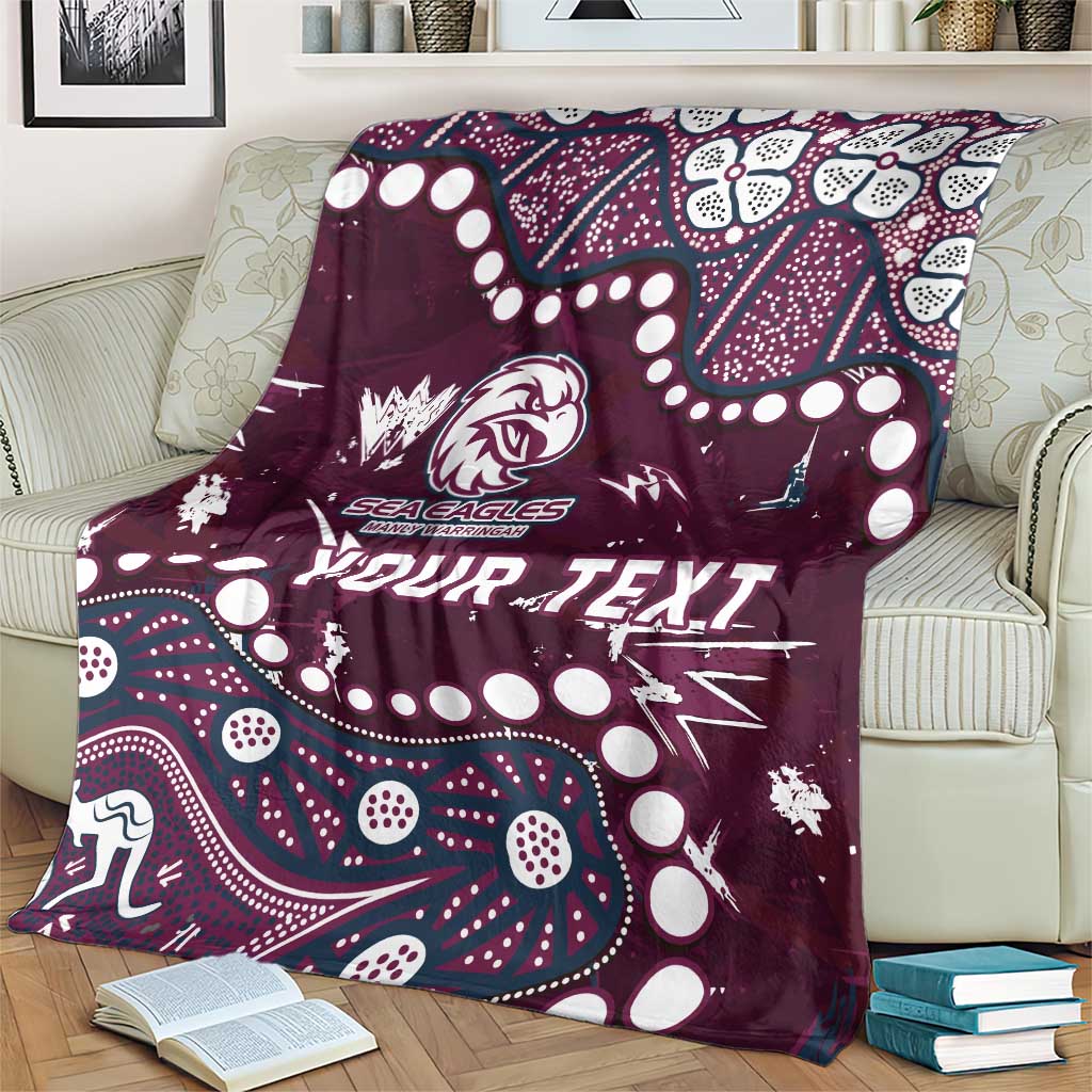 Personalized Manly Warringah Sea Eagles Blanket Aboriginal Pattern with Graffiti Style Design