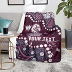 Personalized Manly Warringah Sea Eagles Blanket Aboriginal Pattern with Graffiti Style Design