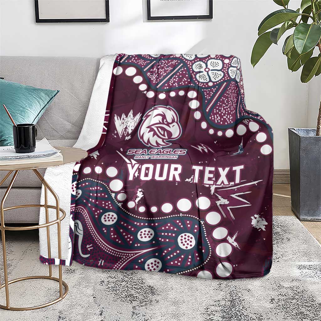 Personalized Manly Warringah Sea Eagles Blanket Aboriginal Pattern with Graffiti Style Design