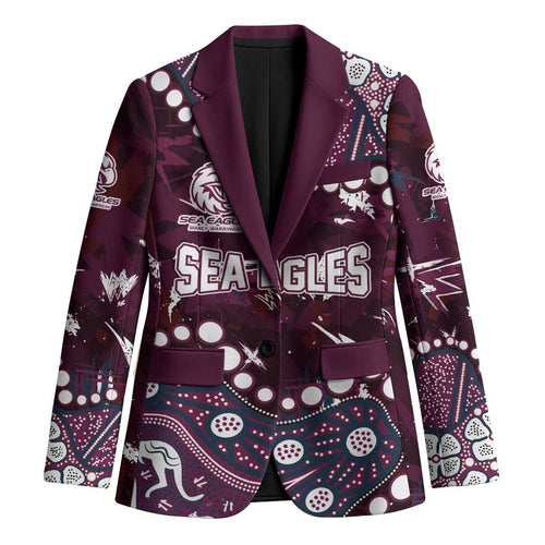 Personalized Manly Warringah Sea Eagles Blazer Aboriginal Pattern with Graffiti Style Design