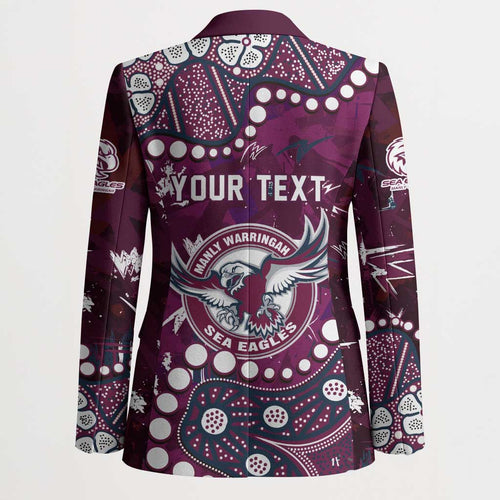 Personalized Manly Warringah Sea Eagles Blazer Aboriginal Pattern with Graffiti Style Design