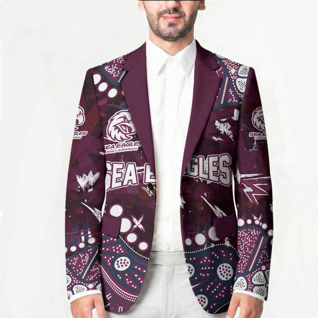 Personalized Manly Warringah Sea Eagles Blazer Aboriginal Pattern with Graffiti Style Design