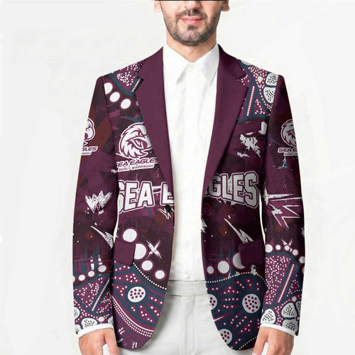 Personalized Manly Warringah Sea Eagles Blazer Aboriginal Pattern with Graffiti Style Design
