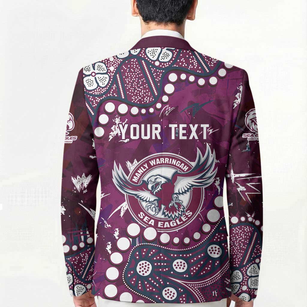 Personalized Manly Warringah Sea Eagles Blazer Aboriginal Pattern with Graffiti Style Design
