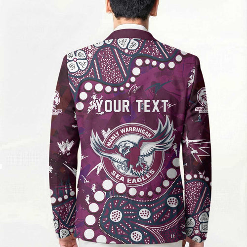 Personalized Manly Warringah Sea Eagles Blazer Aboriginal Pattern with Graffiti Style Design