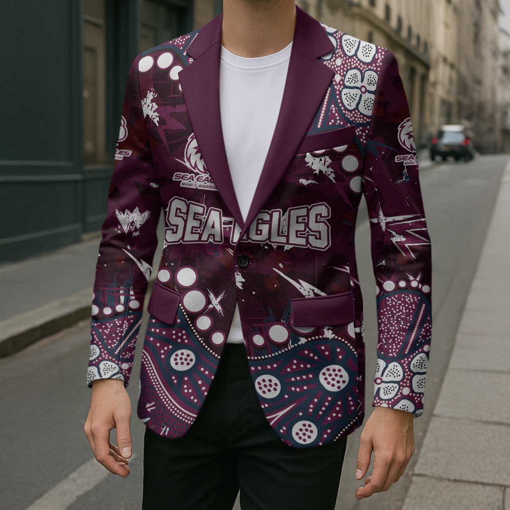 Personalized Manly Warringah Sea Eagles Blazer Aboriginal Pattern with Graffiti Style Design
