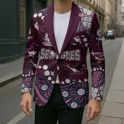 Personalized Manly Warringah Sea Eagles Blazer Aboriginal Pattern with Graffiti Style Design