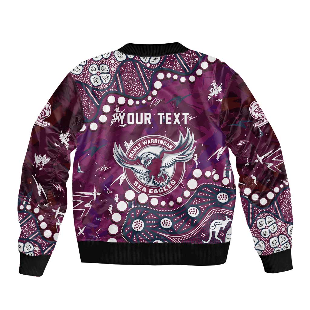 Personalized Manly Warringah Sea Eagles Bomber Jacket Aboriginal Pattern with Graffiti Style Design